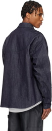 Mugler Navy Oversized Raw Denim Shirt
