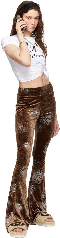 Photo: I'm Sorry by Petra Collins SSENSE Exclusive Brown Flare Devore Lounge Pants
