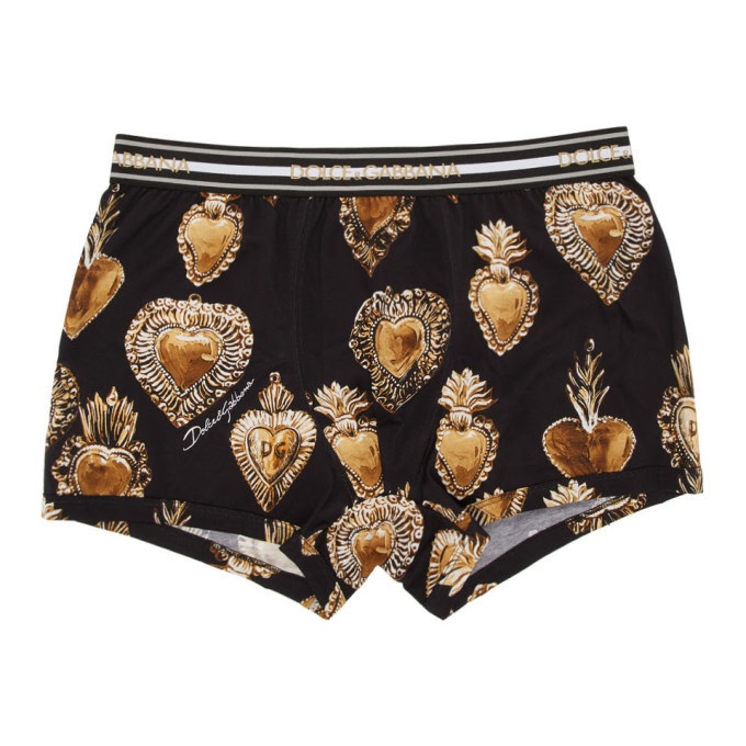 Photo: Dolce and Gabbana Black and Gold Cuore Sacro Boxer Briefs