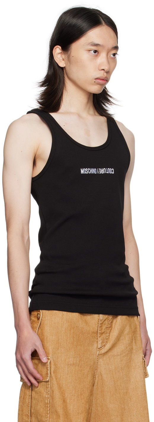 Moschino Black Upside Down Logo Tank Top