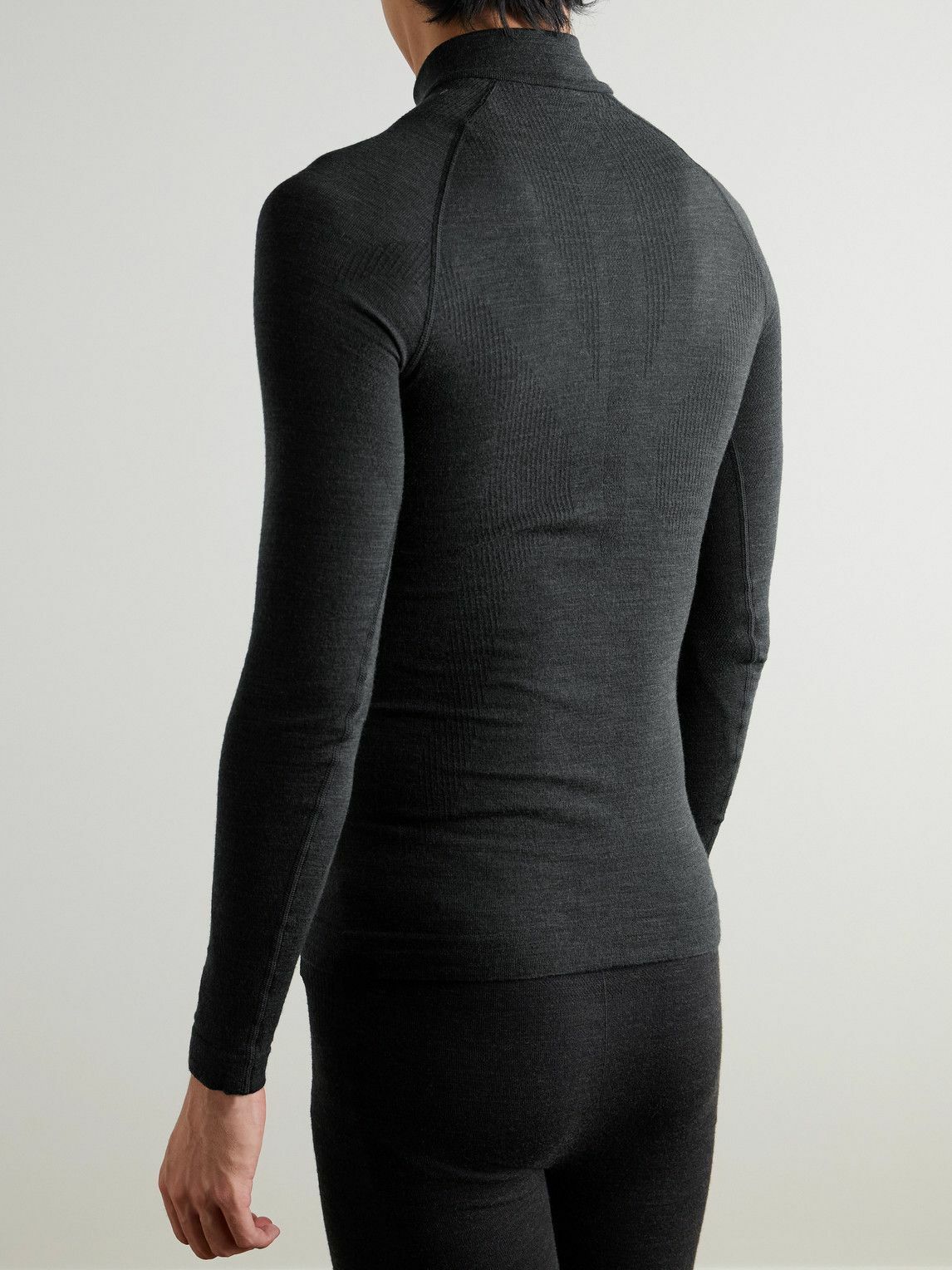 Falke - Printed Virgin Wool-Blend Half-Zip Ski Base Layer - Black