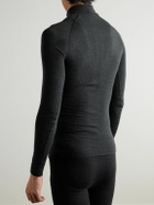 Falke - Printed Virgin Wool-Blend Half-Zip Ski Base Layer - Black