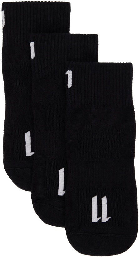 Photo: 11 by Boris Bidjan Saberi Three-Pack Black Ankle-High Socks