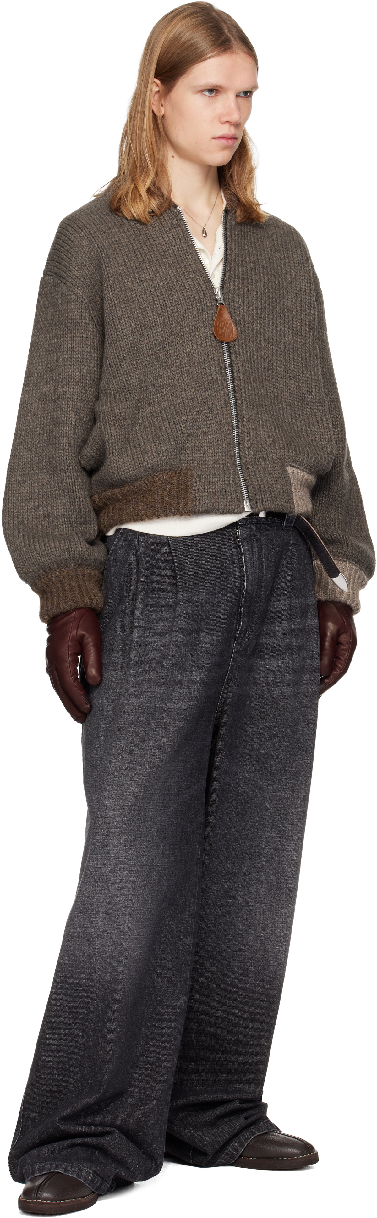 Magliano Brown Knitted Bomberone Bomber Jacket