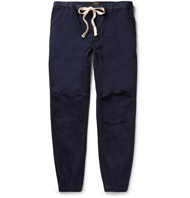 Photo: Beams Plus - Slim-Fit Tapered Cotton-Blend Twill Drawstring Trousers - Men - Storm blue