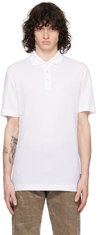 Photo: BOSS White Embroidered Polo
