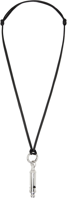 Photo: LEMAIRE Black & Silver ACME Edition Whistle Leather Necklace