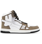 AMIRI - Skel-Top Grosgrain-Trimmed Colour-Block Leather High-Top Sneakers - Brown