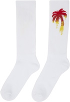 Palm Angels White Gradient Palm Socks