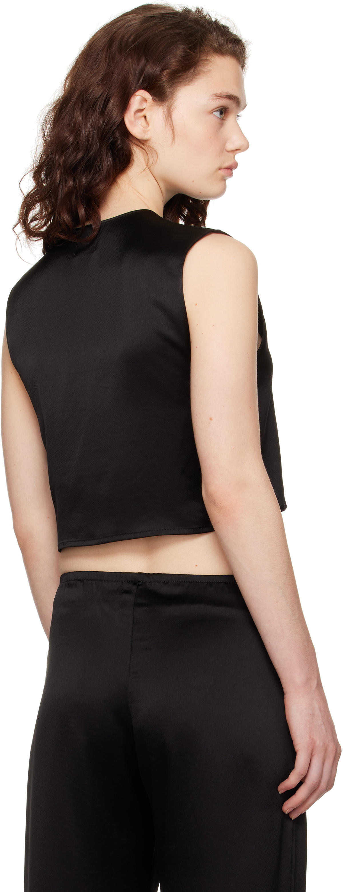 LESET Black Barb Crewneck Vest
