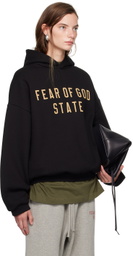 Fear of God ESSENTIALS Black Printed Logo Hoodie