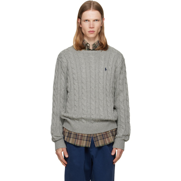 Photo: Polo Ralph Lauren Gray Cable-Knit Cotton Sweater