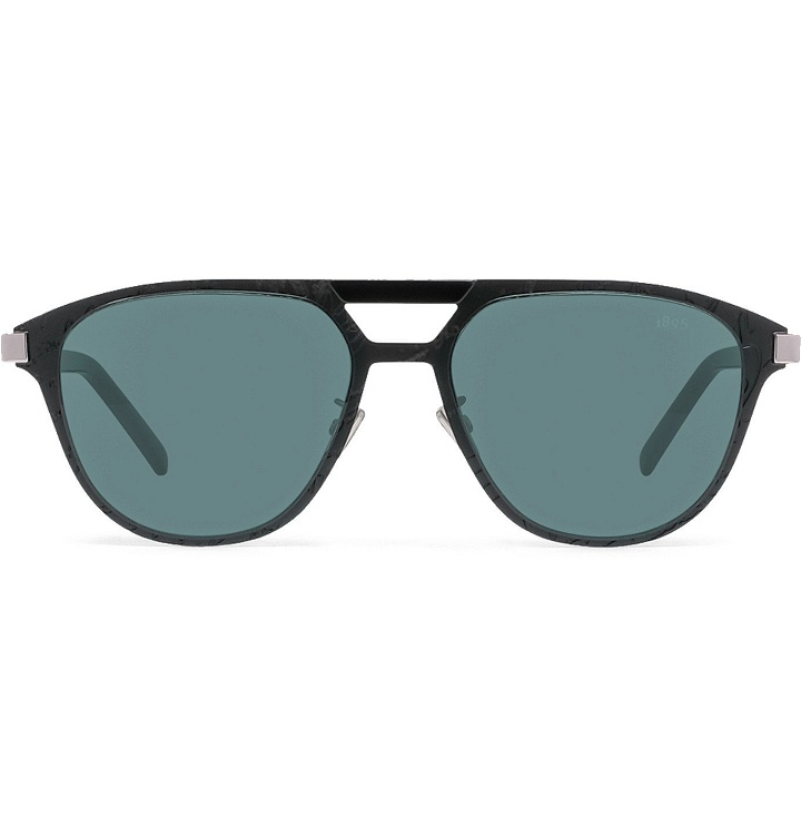 Photo: Berluti - Scritto Aviator-Style Acetate and Silver-Tone Sunglasses - Black