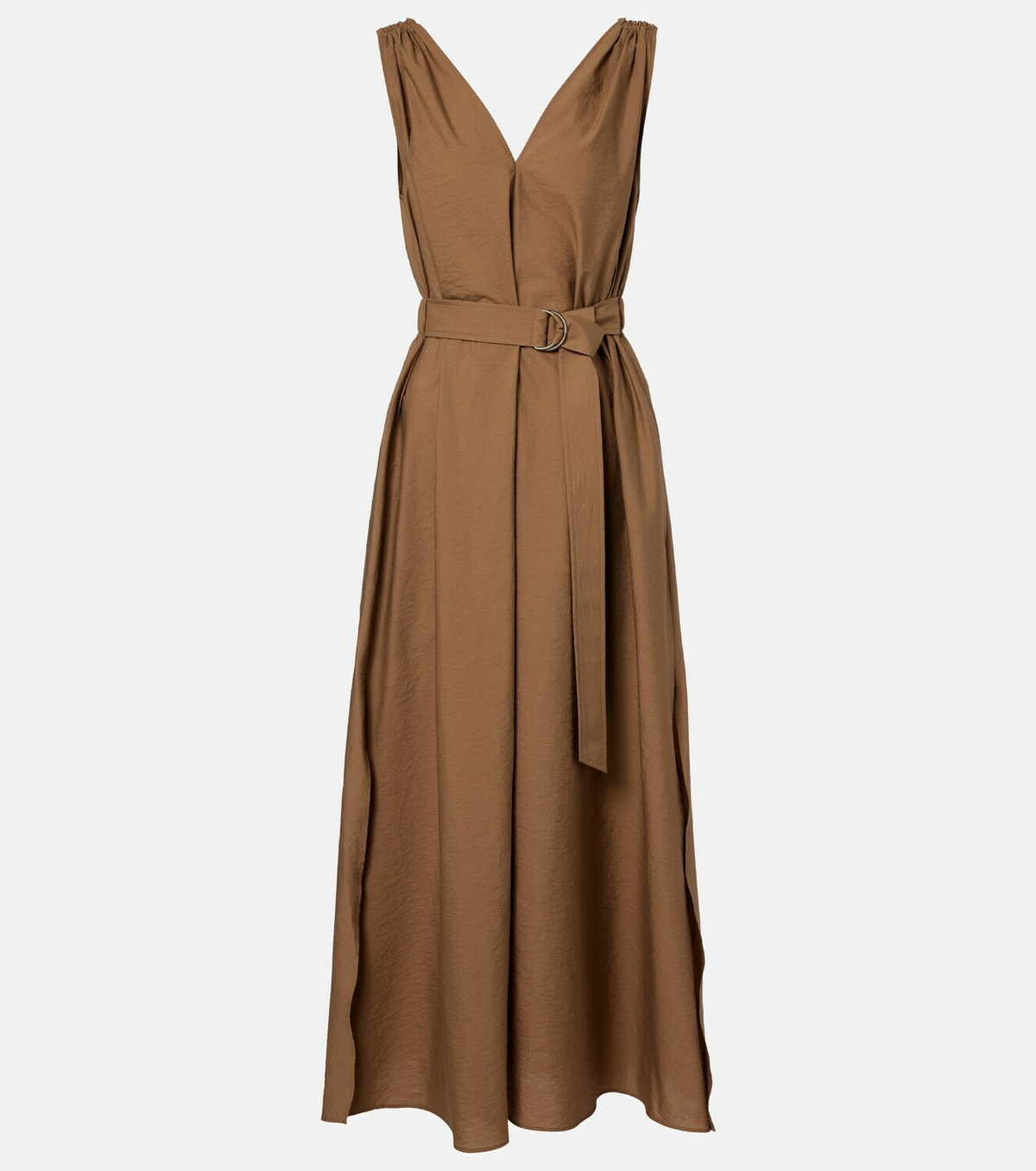 Brunello Cucinelli Belted cotton-blend midi dress