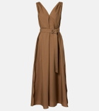 Brunello Cucinelli Belted cotton-blend midi dress