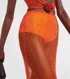 Giuseppe di Morabito Crystal-embellished mesh maxi skirt