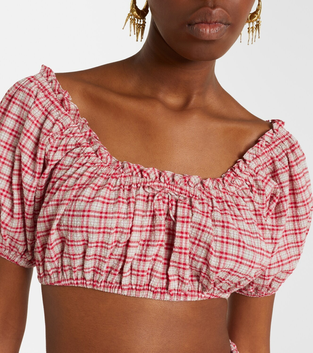 Faithfull Murcia checked cotton crop top