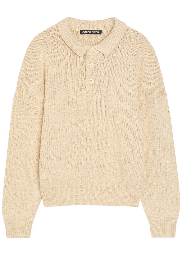 Photo: Cole Buxton Beach Textured-knit Cotton Polo Jumper White