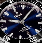 Oris - Aquis 43mm Stainless Steel and Leather Watch - Men - Blue