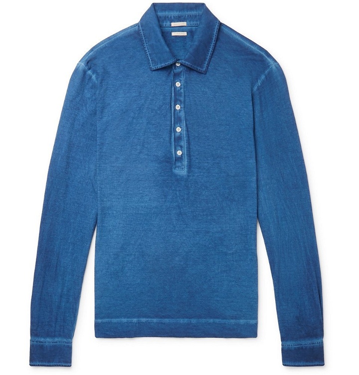 Photo: Massimo Alba - Slim-Fit Garment-Dyed Cotton-Jersey Polo Shirt - Men - Blue