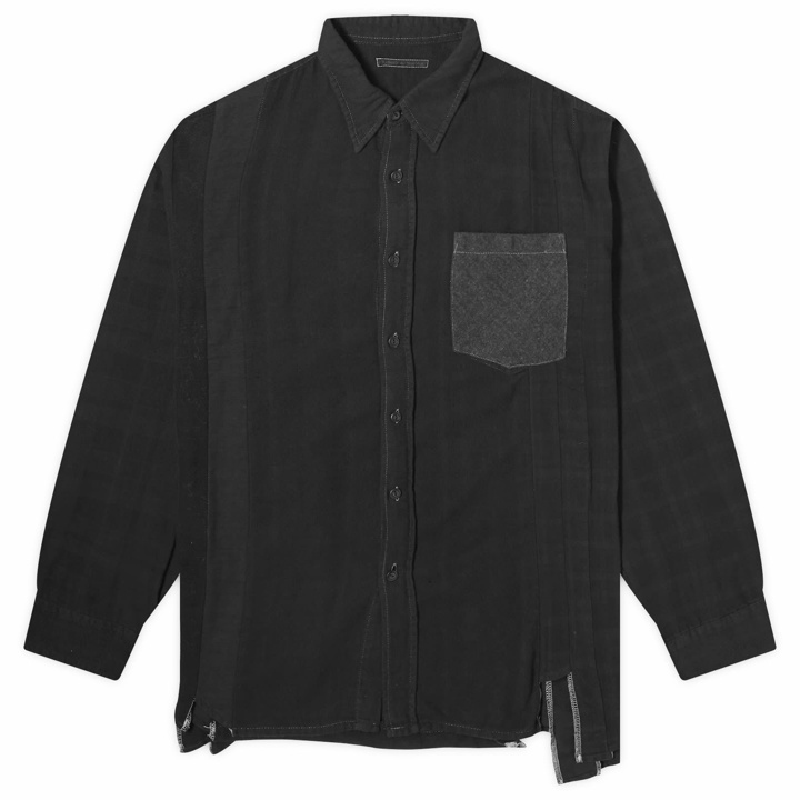 Photo: Needles Men's 7 Cuts Over Dyed Wide Flannel Shirt in Black 