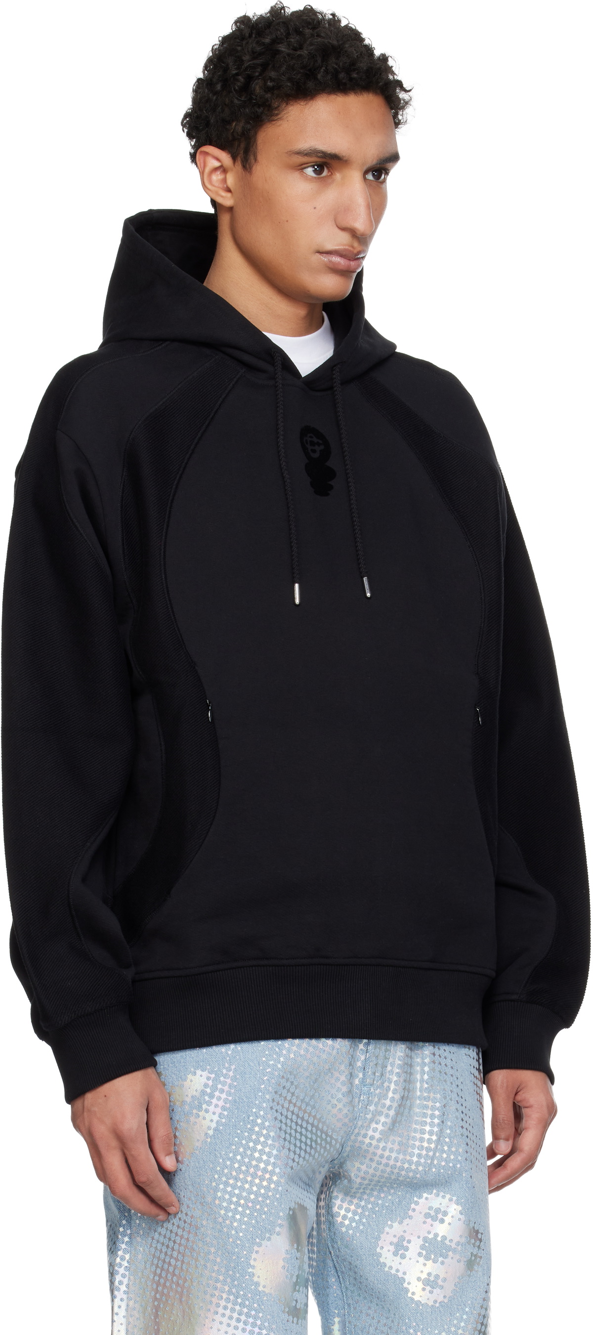 Casablanca Black Squash Logo Flock Print Hoodie