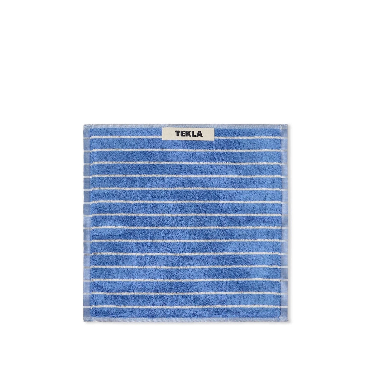 Photo: Tekla Fabrics Tekla Wash Cloth in Clear Blue Stripes