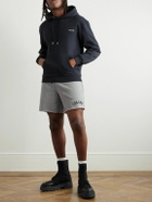 CELINE - Wide-Leg Logo-Print Cotton-Jersey Shorts - Gray