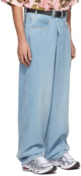 LU'U DAN SSENSE Exclusive Blue Denim Pleat Jeans