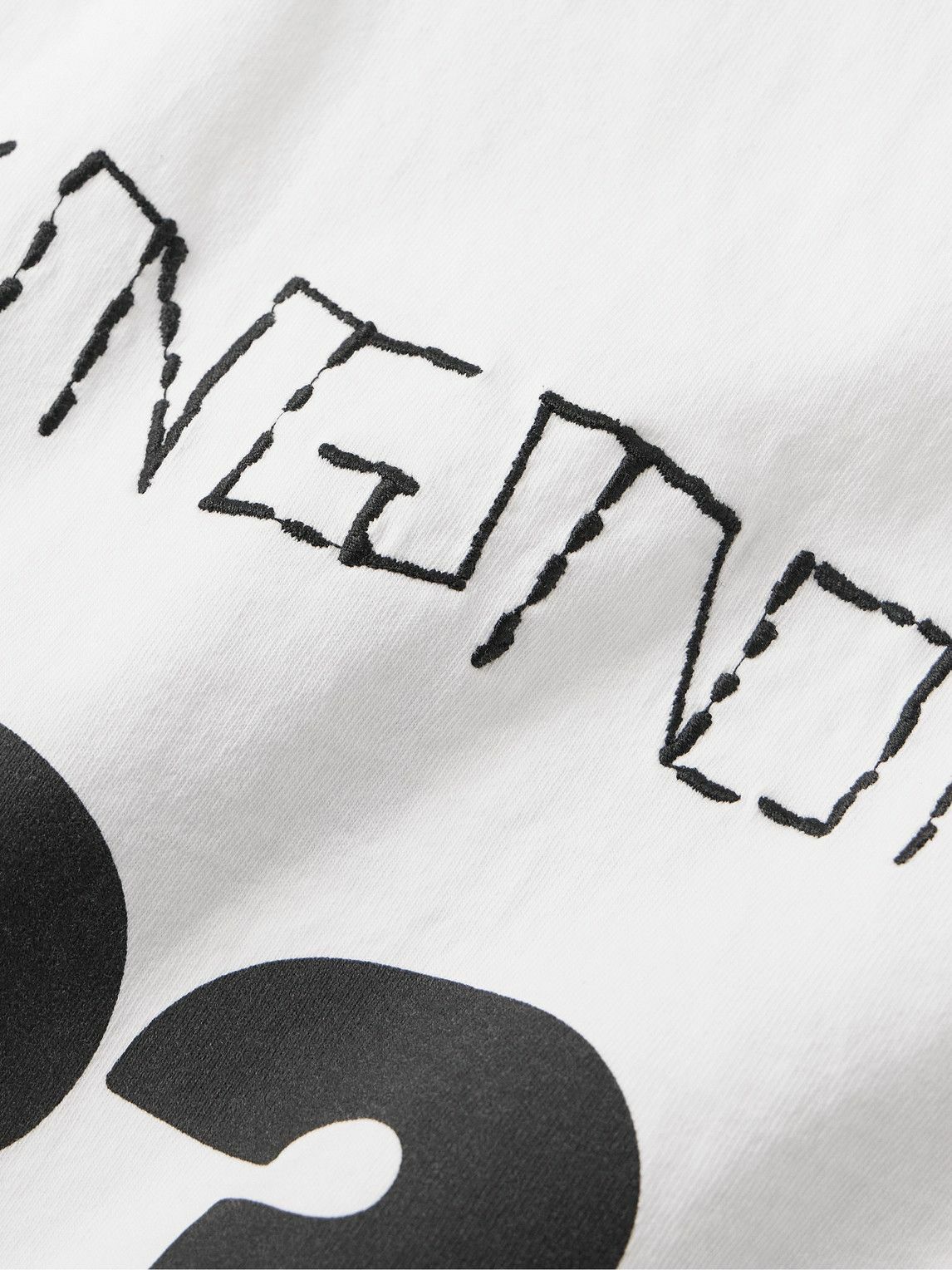 RRR123 - Logo-Print Embroidered Cotton-Jersey T-Shirt - White