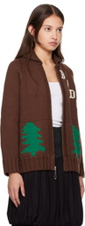 Bode Brown Fir Shawl Collar Cardigan