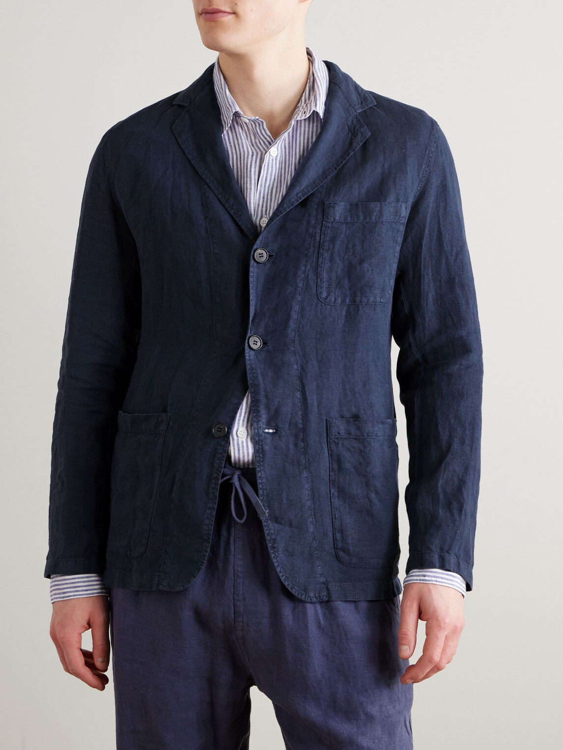 Hartford - Jobby Pat Linen Suit Jacket - Blue