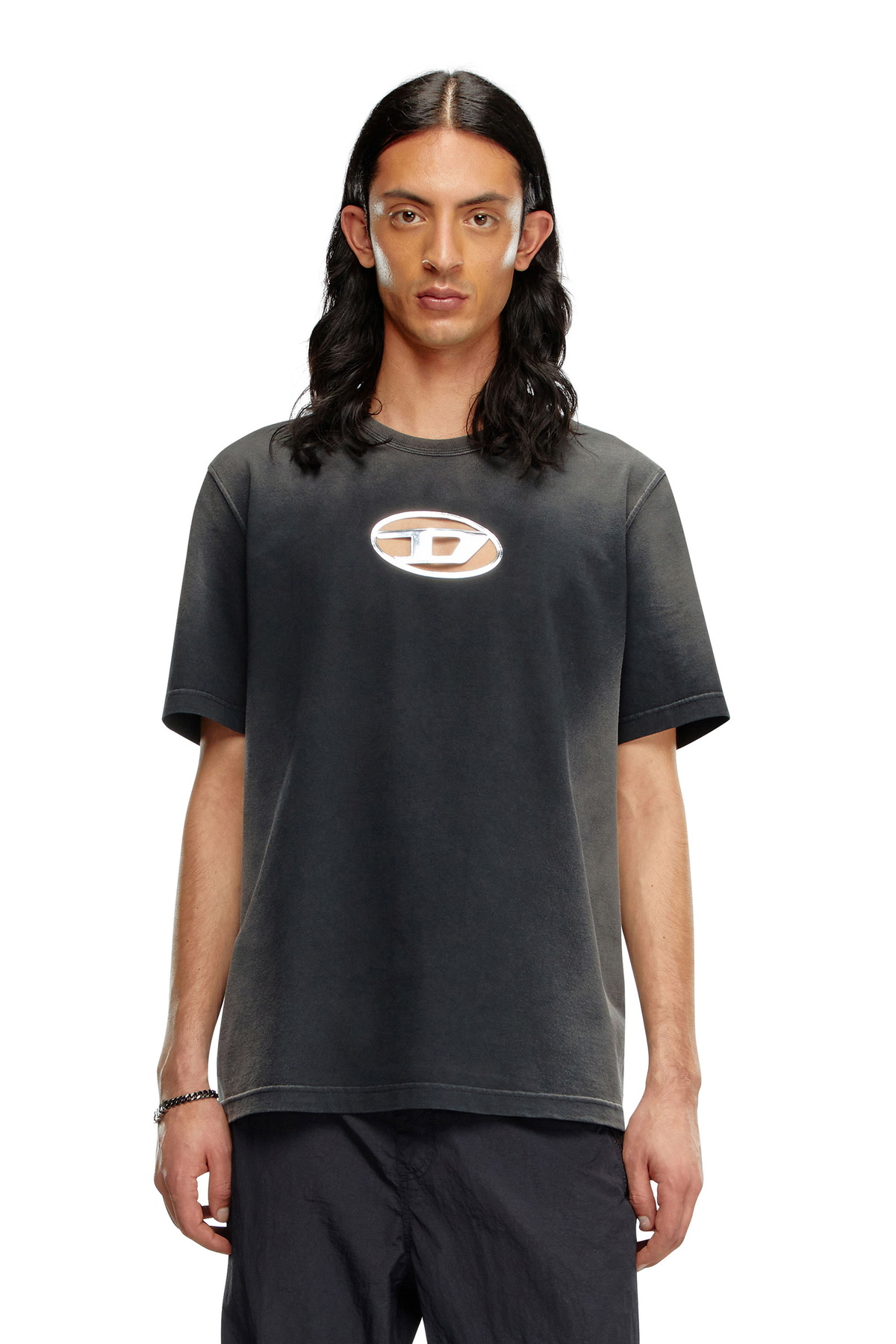 Diesel Faded T-shirt with cut-out Oval D logo - T-Shirts