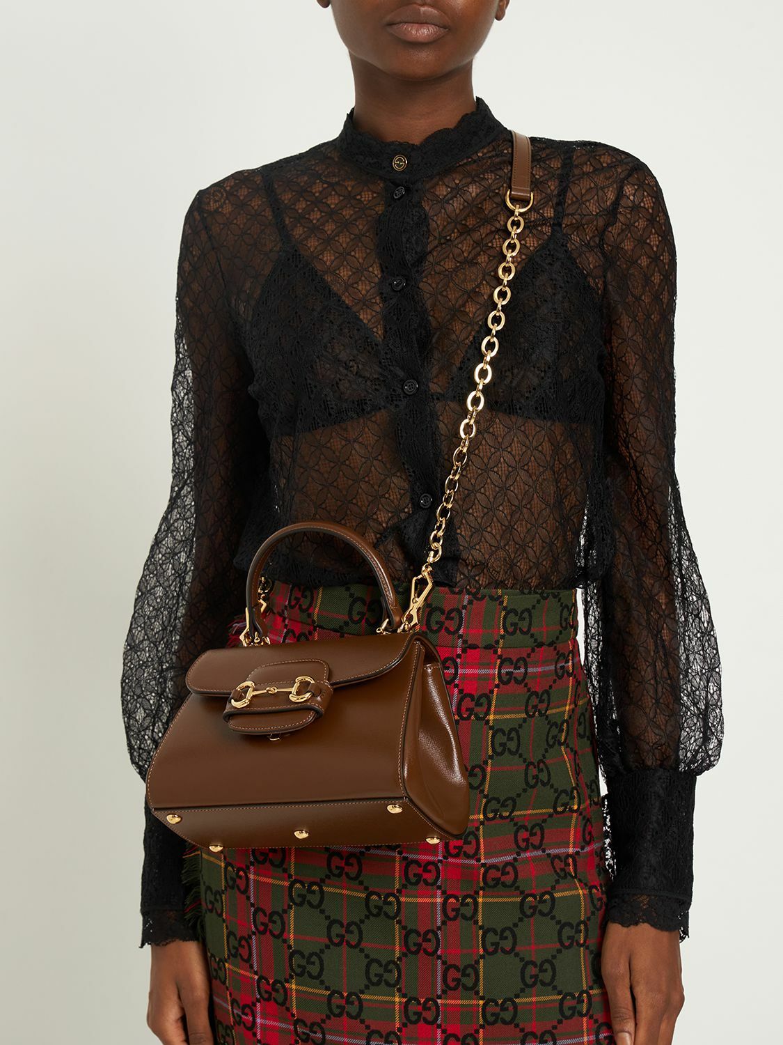 GUCCI - 1955 Horsebit Leather Top Handle Bag