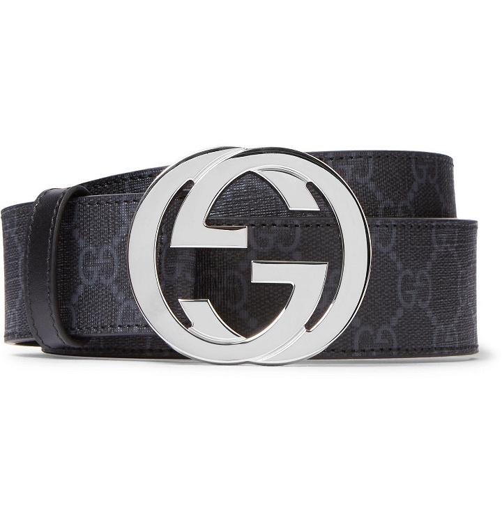 Photo: Gucci - 4cm Monogrammed Coated-Canvas Belt - Black