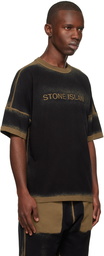 Stone Island Black & Taupe Printed T-Shirt