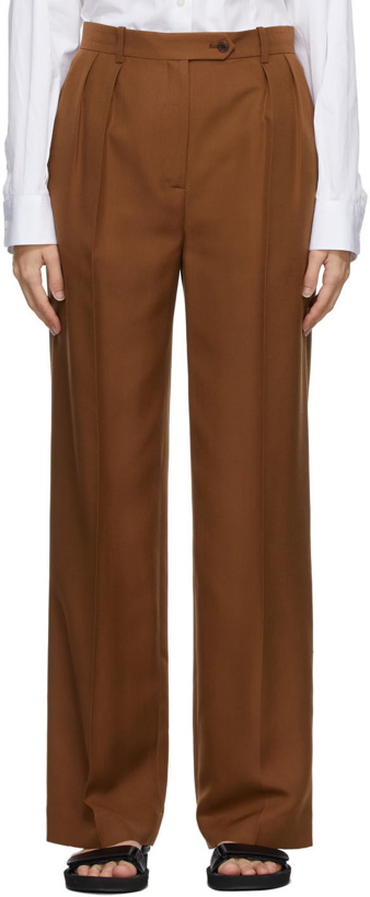 Photo: The Row Tan Silk Nino Trousers