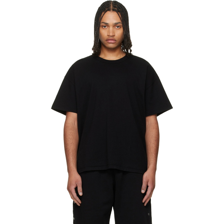 Photo: Les Tien Black Lightweight Binded Neck Oversized T-shirt