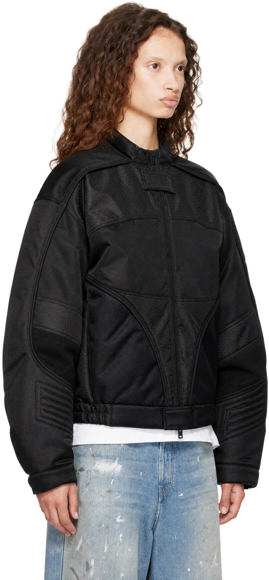 Acne Studios Black Shiny Drill Bomber Jacket