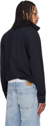 Raimundo Langlois Navy Padded Shoulder Quarter Zip Sweatshirt