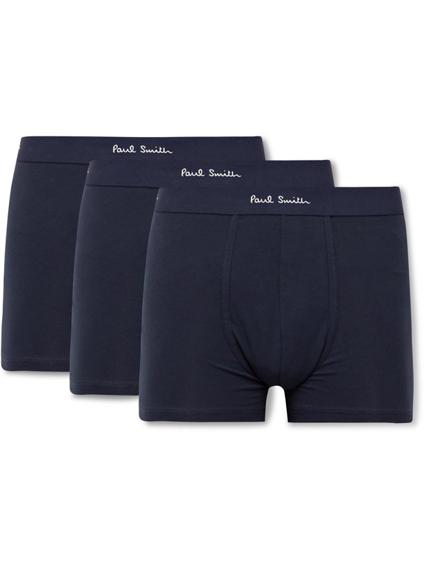 Photo: PAUL SMITH - Three-Pack Stretch-Cotton Boxer Briefs - Blue