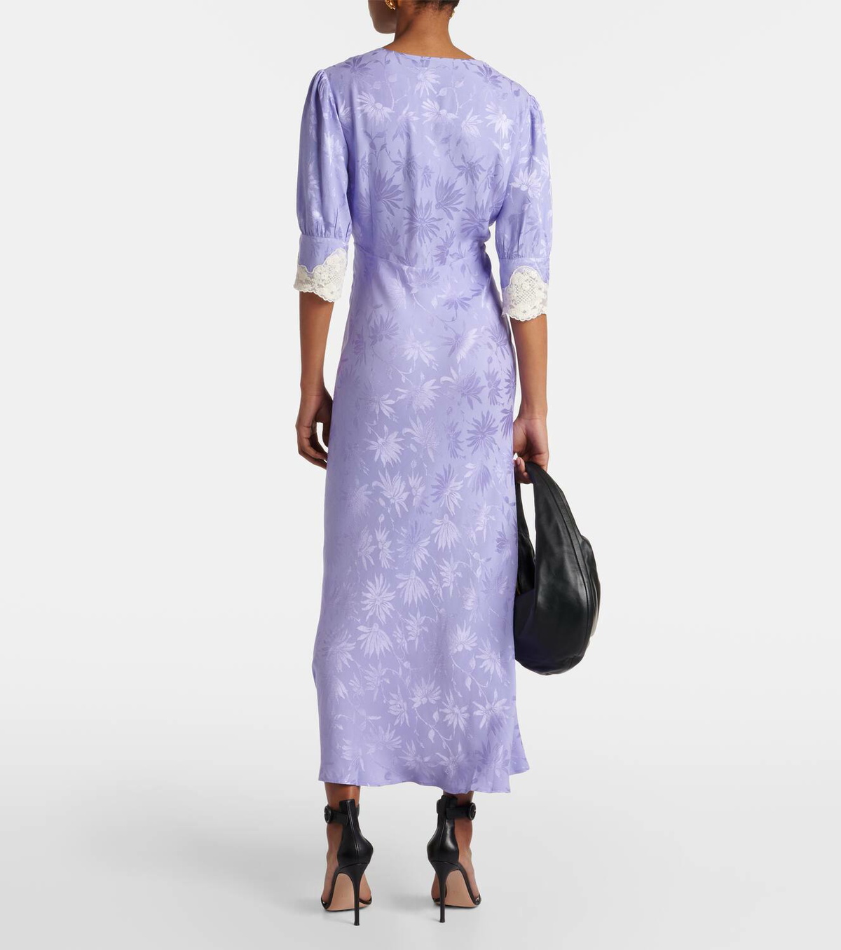 Rixo Simone lace-trimmed jacquard midi dress Rixo