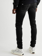 AMIRI - Leather-Trimmed Appliquéd Skinny Jeans - Black
