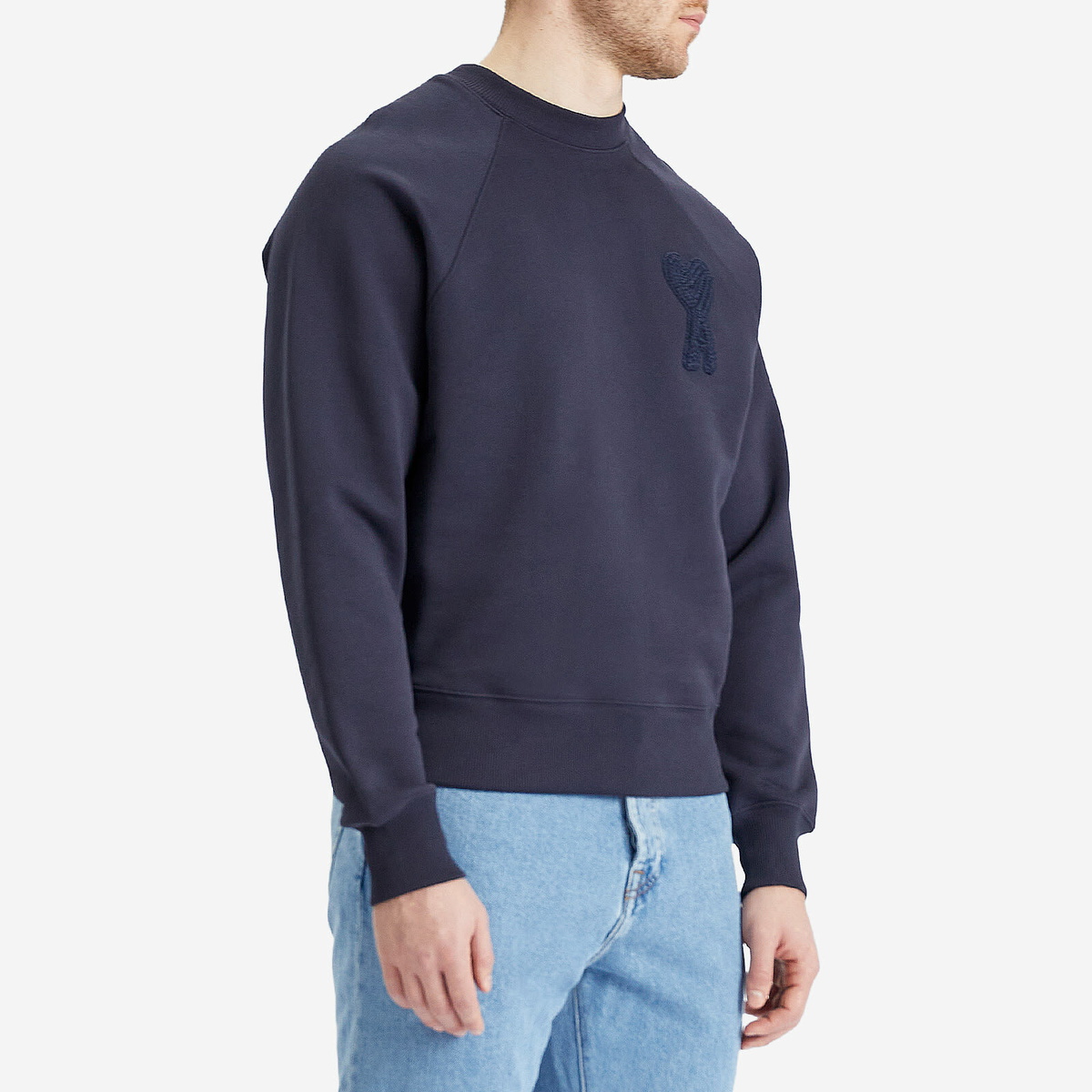 スウェット・トレーナー Ami Paris Navy Blue Sweatshirt With Logo Navy Ami de Coeur Sweatshirt by AMI Paris on Sale