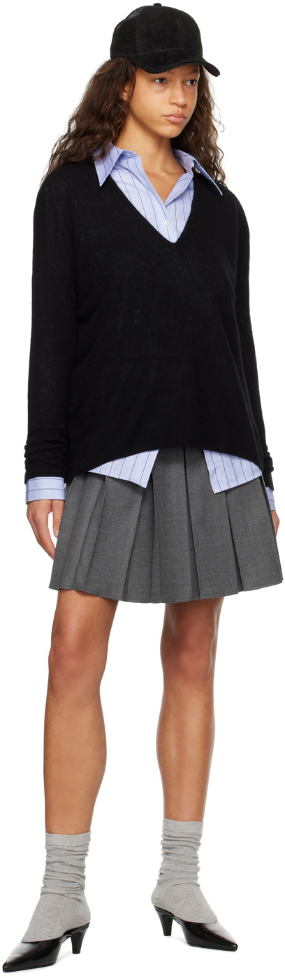 Fax Copy Express Black Plunging V-Neck Sweater