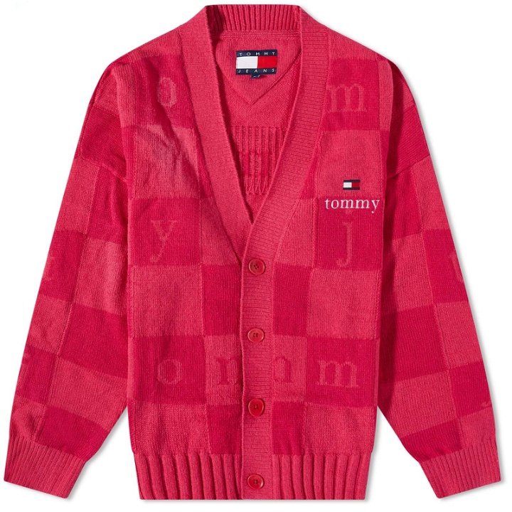 Photo: Tommy Jeans Men's Checkerboard Cardigan in Pink