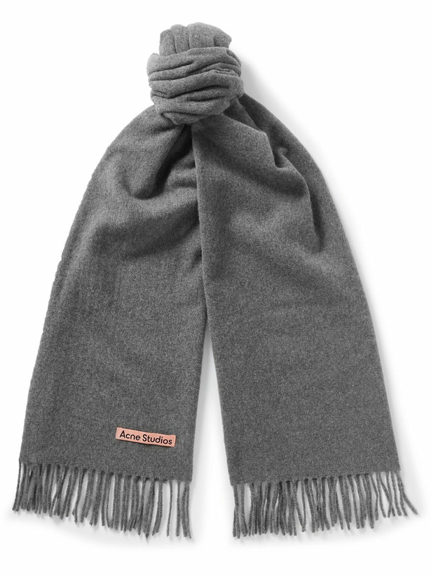 Photo: Acne Studios - Canada Logo-Detailed Fringed Cashmere Scarf