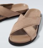 Brioni Leather-trimmed suede sandals