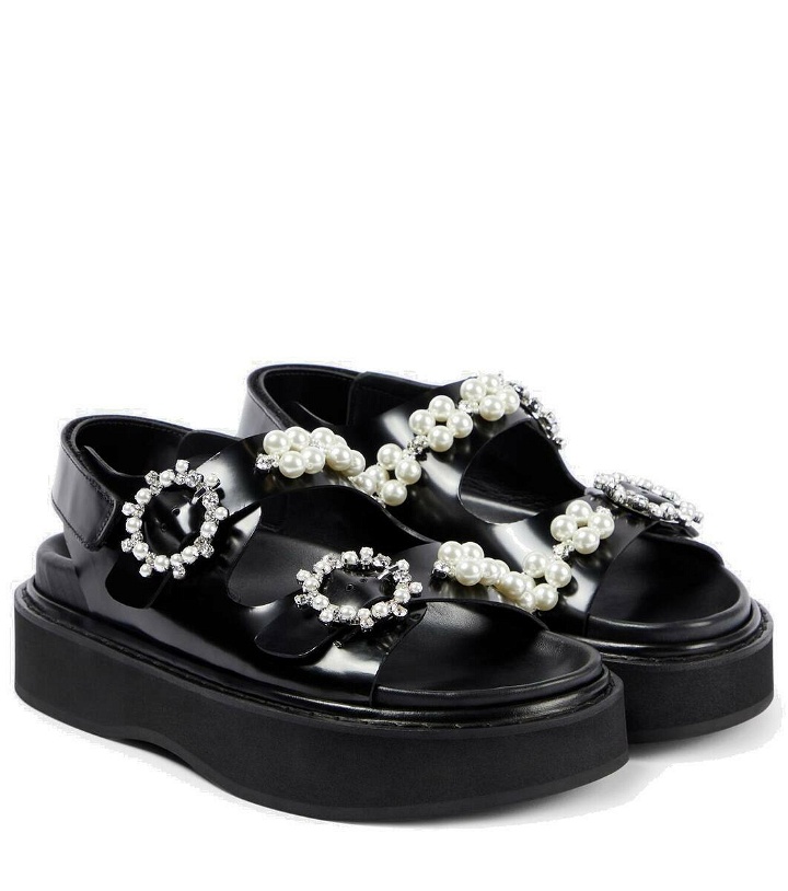 Photo: Simone Rocha Faux pearl-embellished leather platform sandals