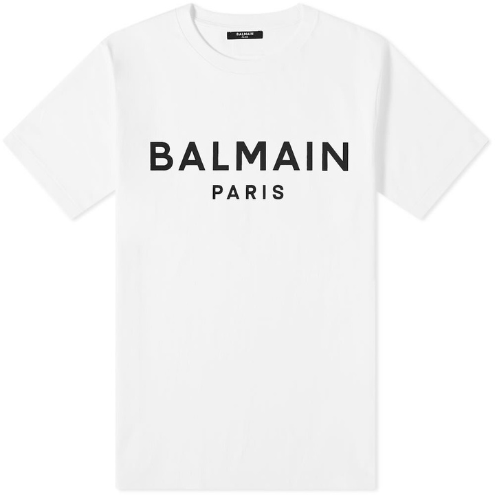 Photo: Balmain Men's Paris Logo T-Shirt in White/Black